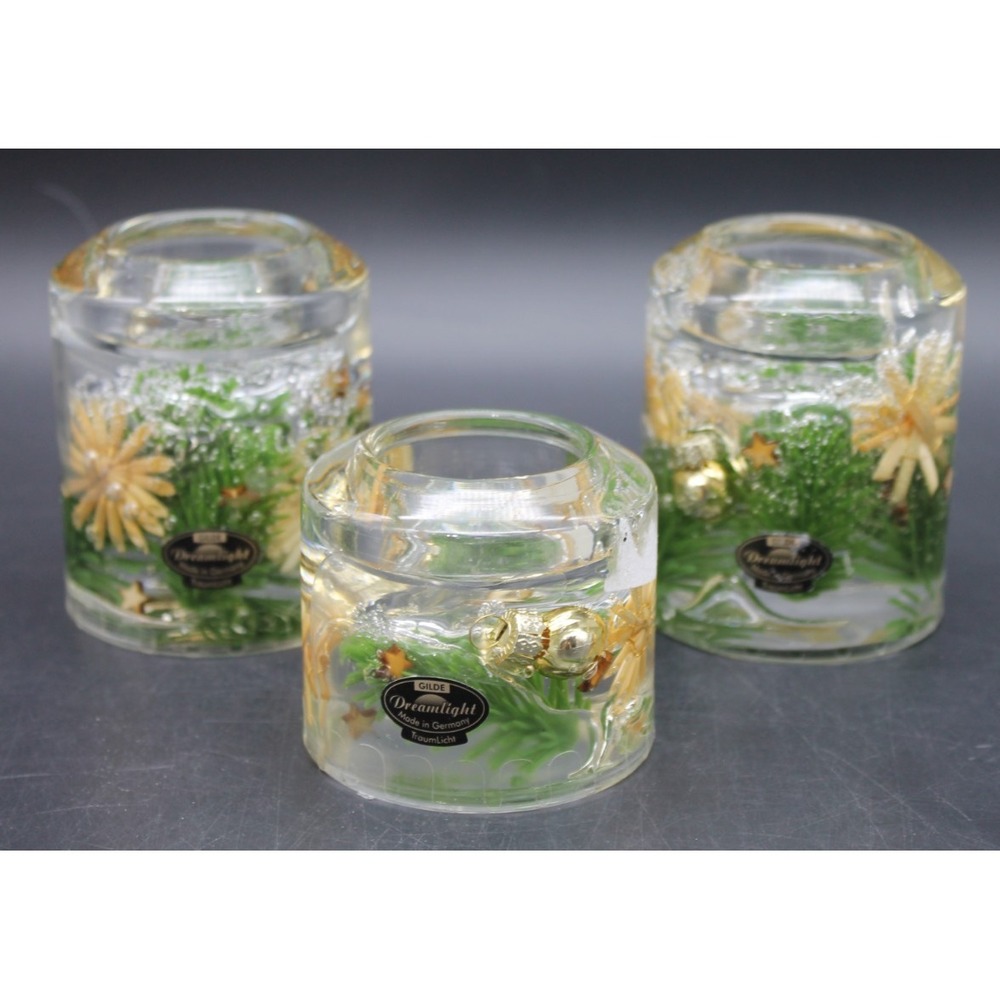 3x Traumlicht Dreamlight Votive Candle Holders Käthe Wohlfahrt Germany Floral